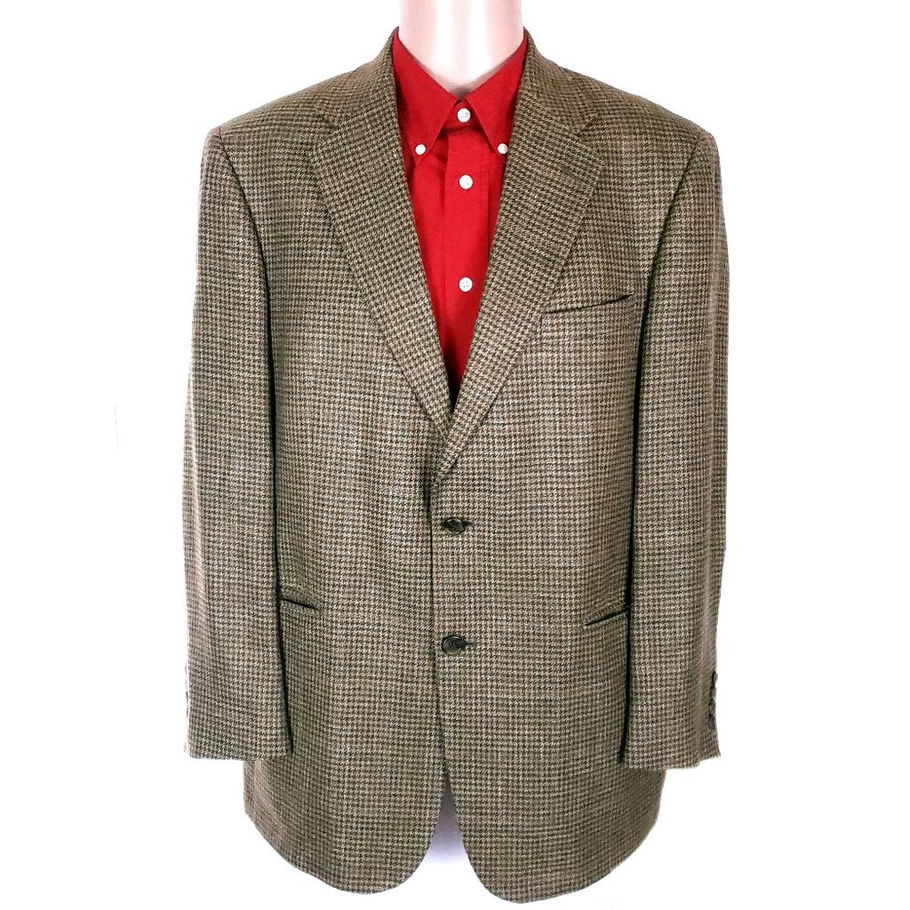 Orvis Men Sport Coat Hounds Tooth 2 Button Silk Blend Size 42R
